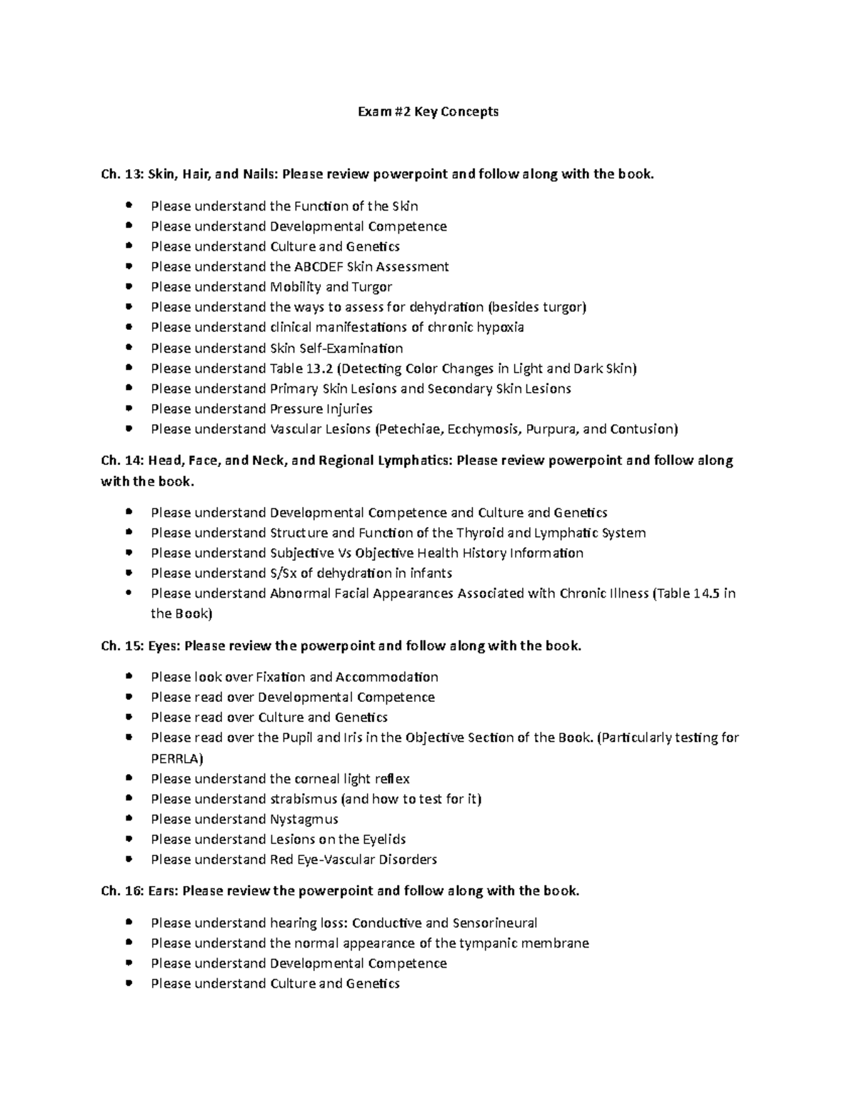 Exam #2 Key Concepts - Exam 2 Study Guide - Exam #2 Key Concepts Ch. 13 ...