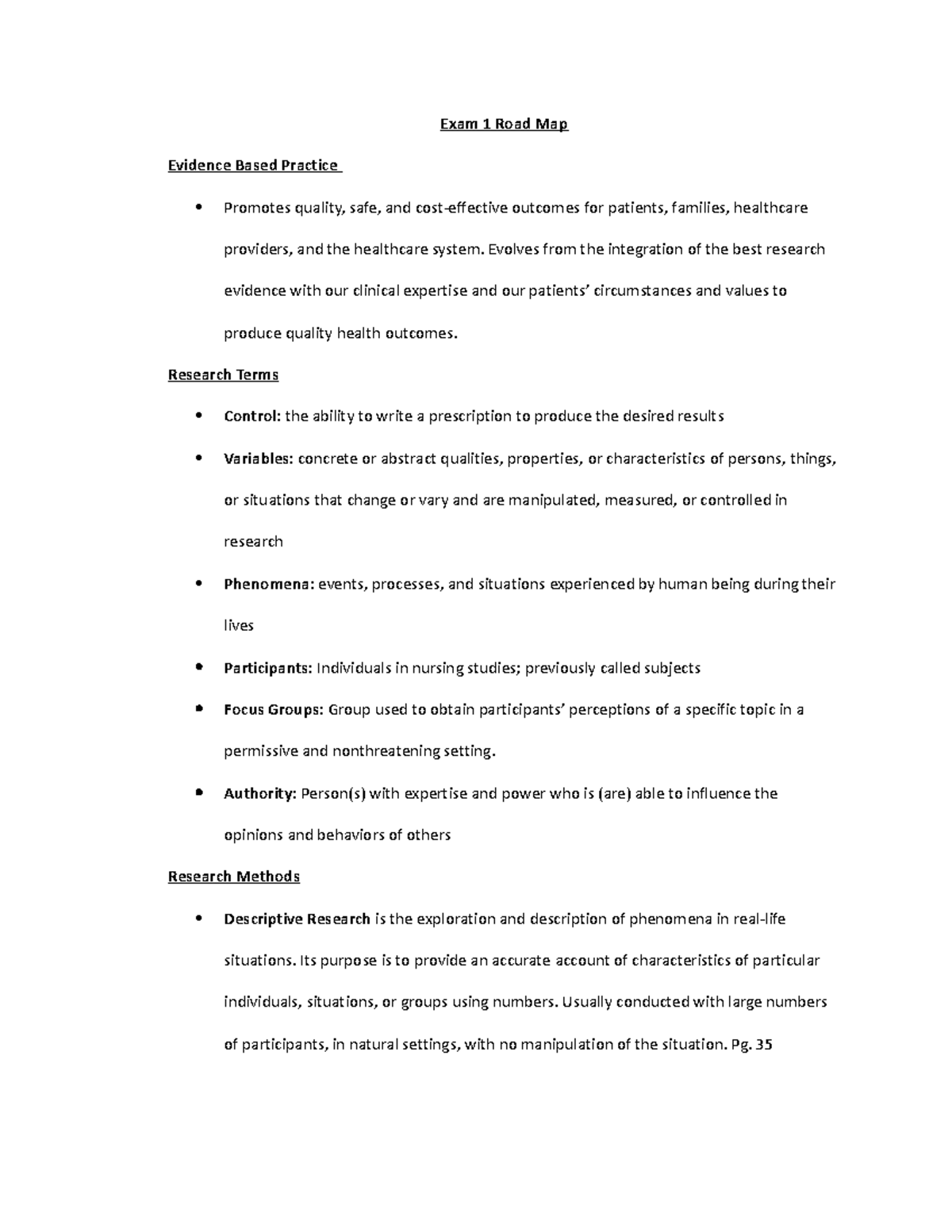 Exam 1 Road Map - Exam 1 RoadMap to Success - Exam 1 Road Map Evidence ...