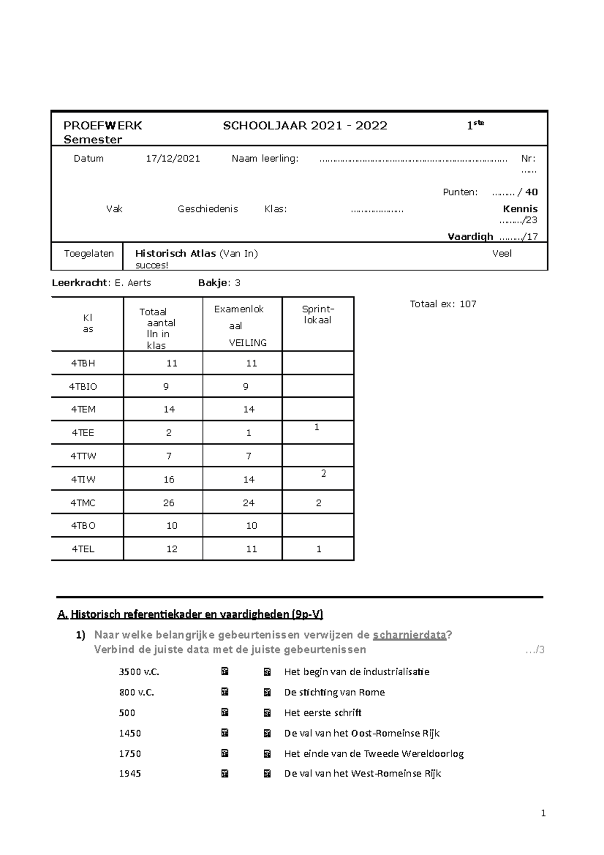 Kerst 1 voorbeeldexamen PROEFWERK SCHOOLJAAR 2021 2022 1 ste