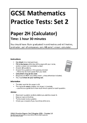 AQA GCSE Maths Higher Paper 1 November 2022 - * n o v 2 2 8 3 0 0 1 H 0 ...