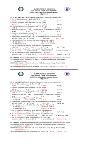 Conics-EXAM-new - help - Department of Education Region III Division of ...