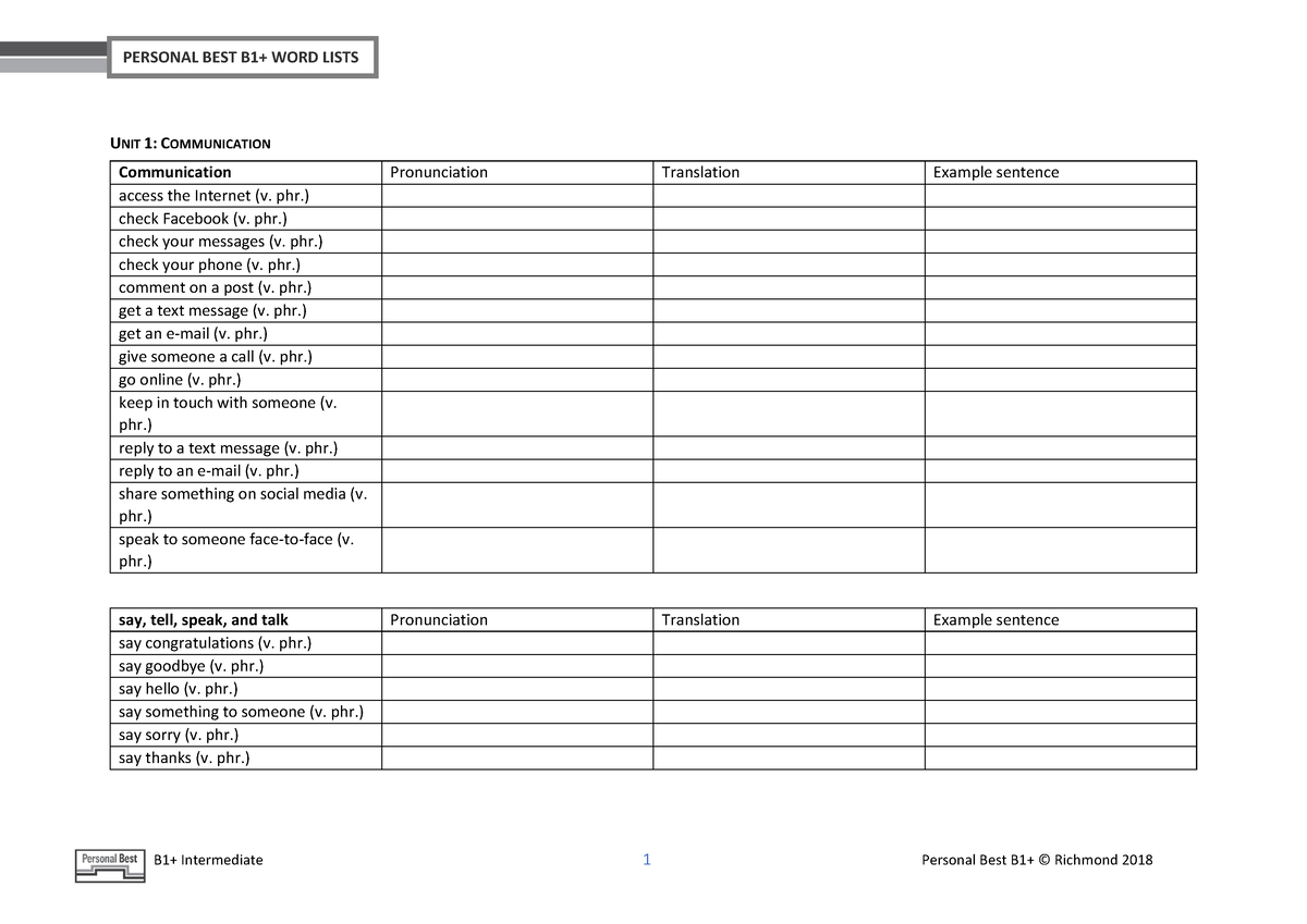 pb-am-e-b1-word-list-u1-plataforma-richmond-trabajo-eng101-csuf-studocu