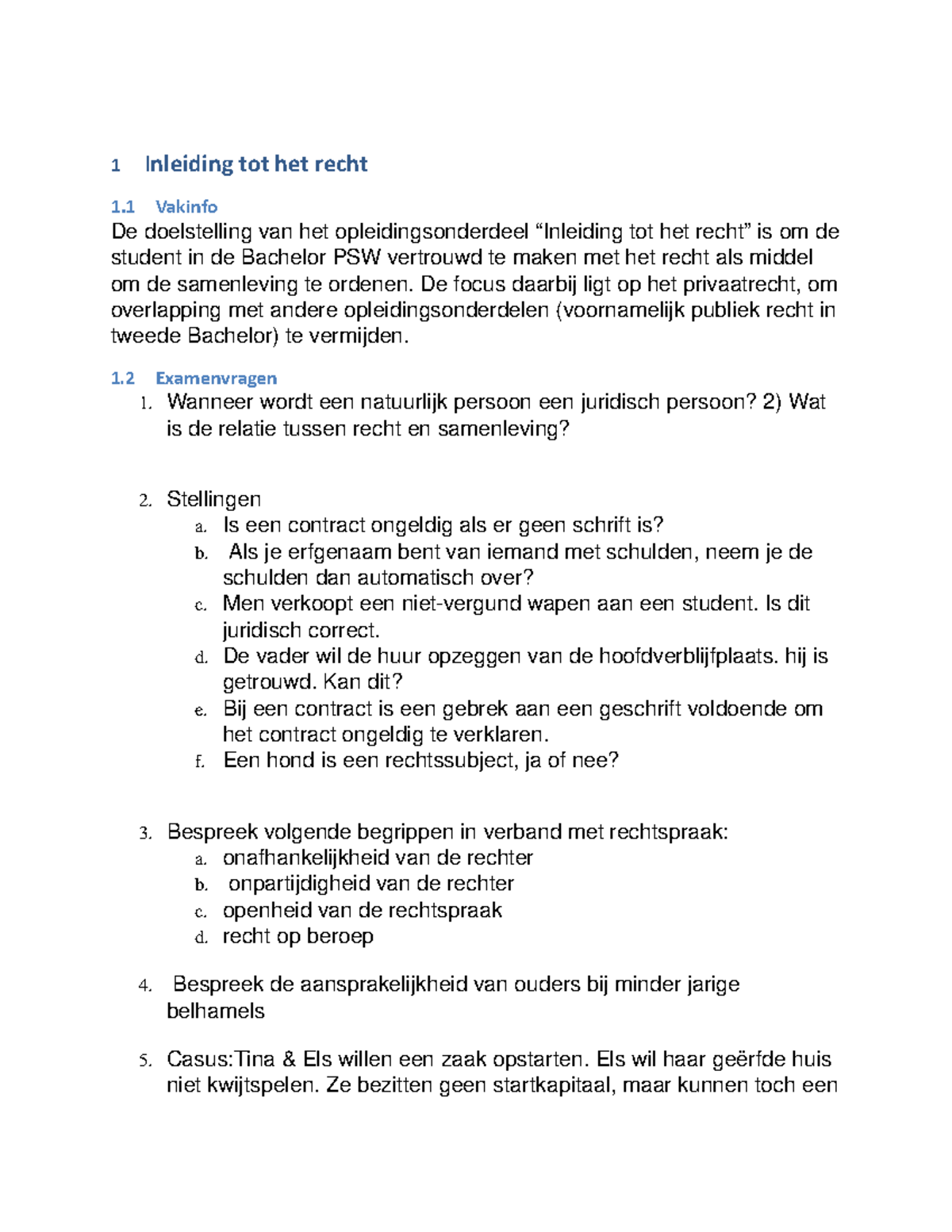 Inleiding Tot Recht - 1 Inleiding Tot Het Recht 1 Vakinfo De ...