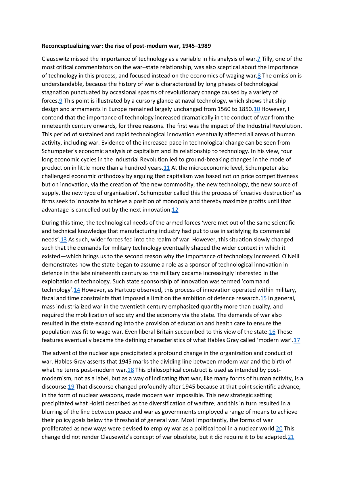 Reconceptualizing war - the rise of post-modern war 1945–1989 - 7 Tilly ...