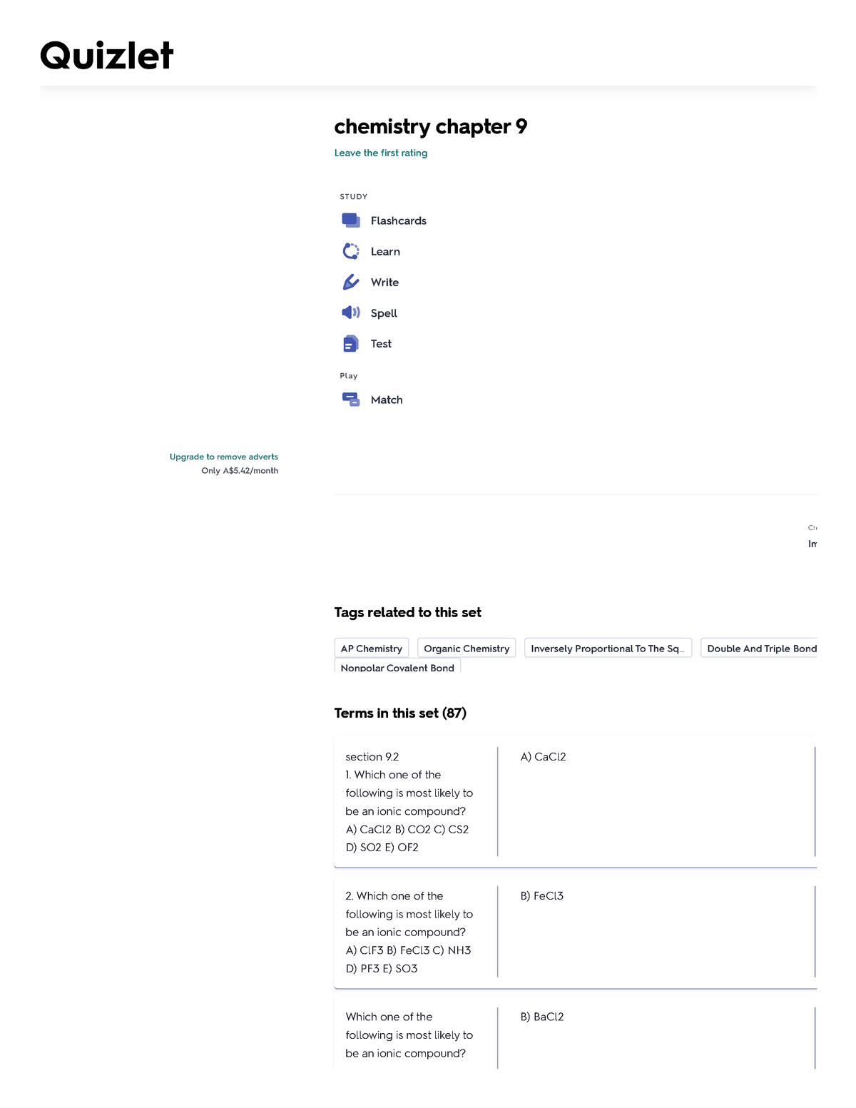 Chemistry Chapter 9 Flashcards Quizlet - Upgrade To Remove Adverts Only ...