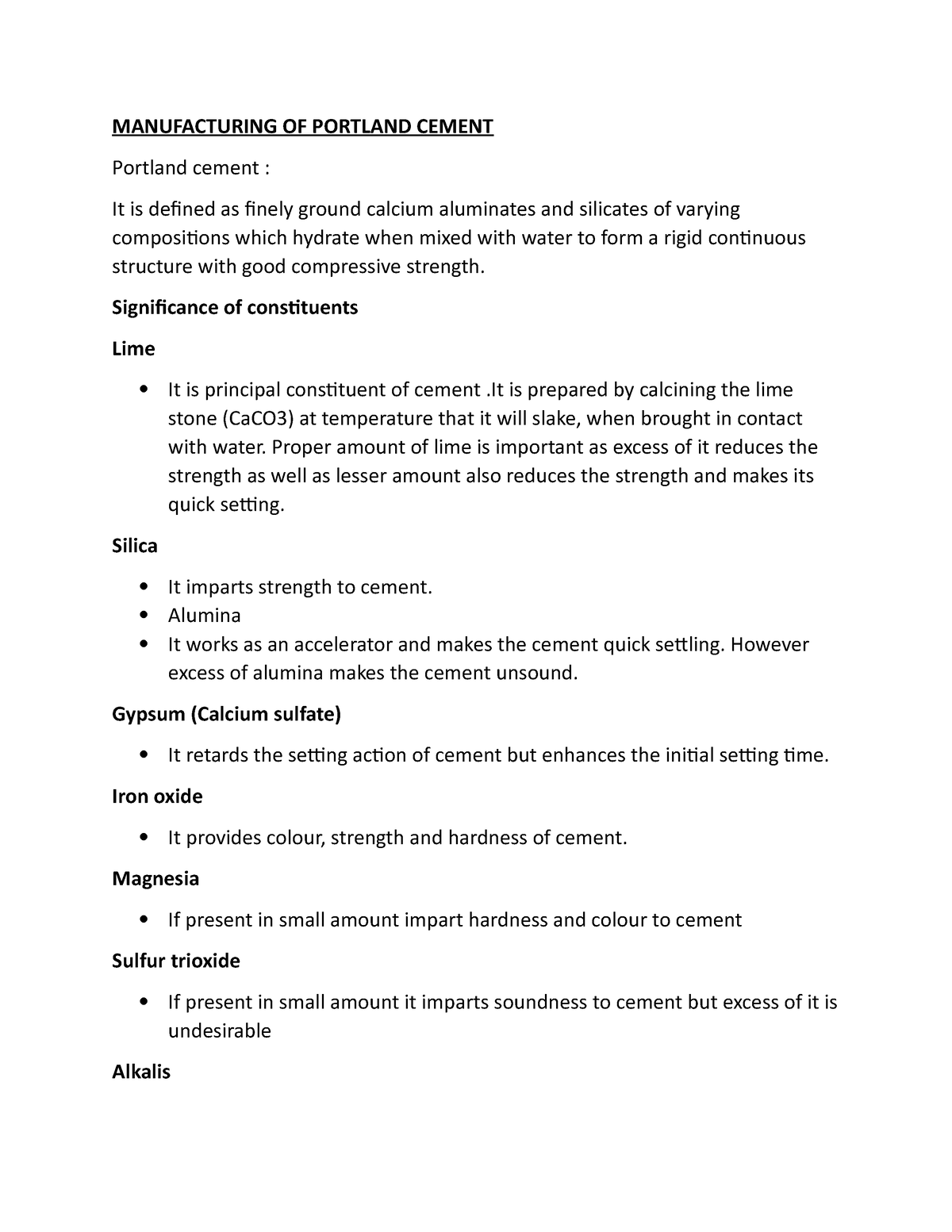 Portland Cement Manufacturing MANUFACTURING OF PORTLAND CEMENT   Thumb 1200 1553 