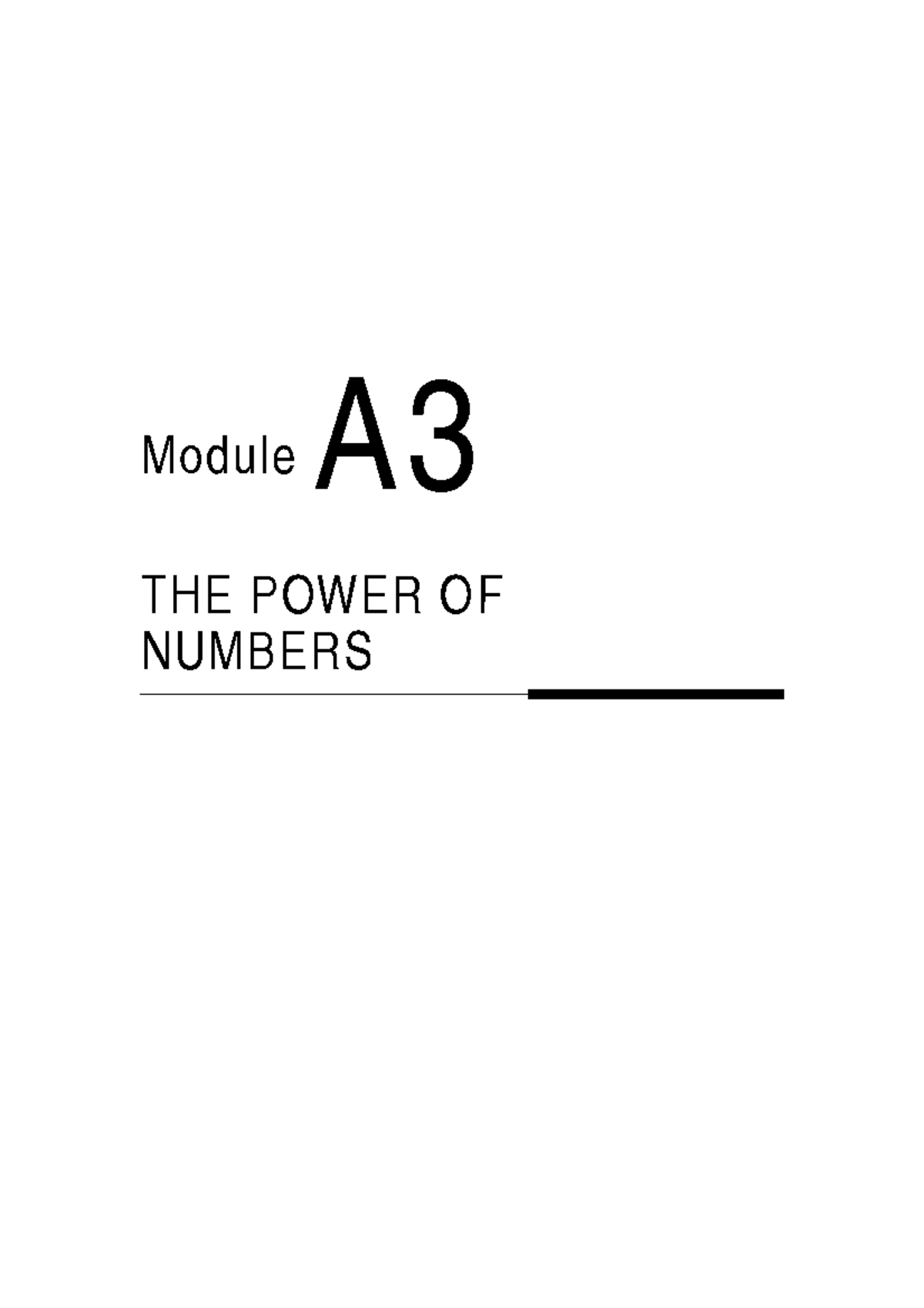 TPP7181 Module 3 Summary - The power of numbers - Module A3 – The power ...