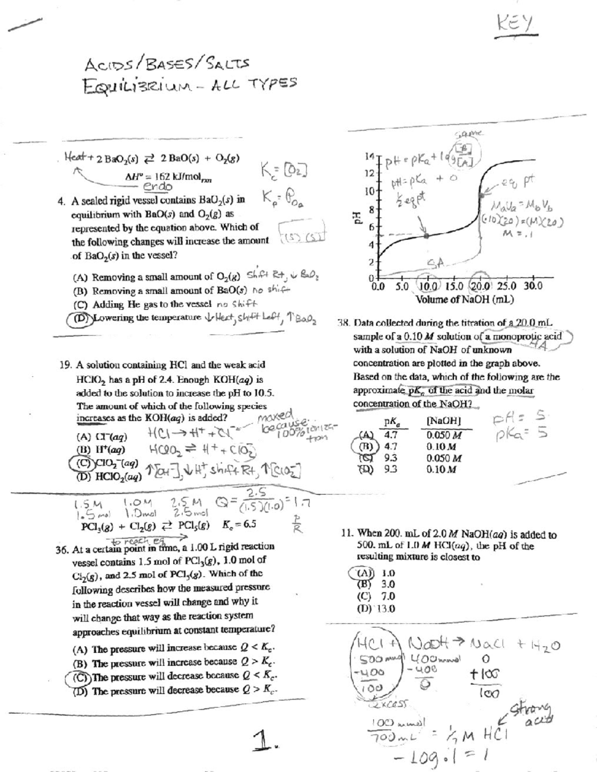 Equilibrium Problems - Key - CHEM 201 - Studocu