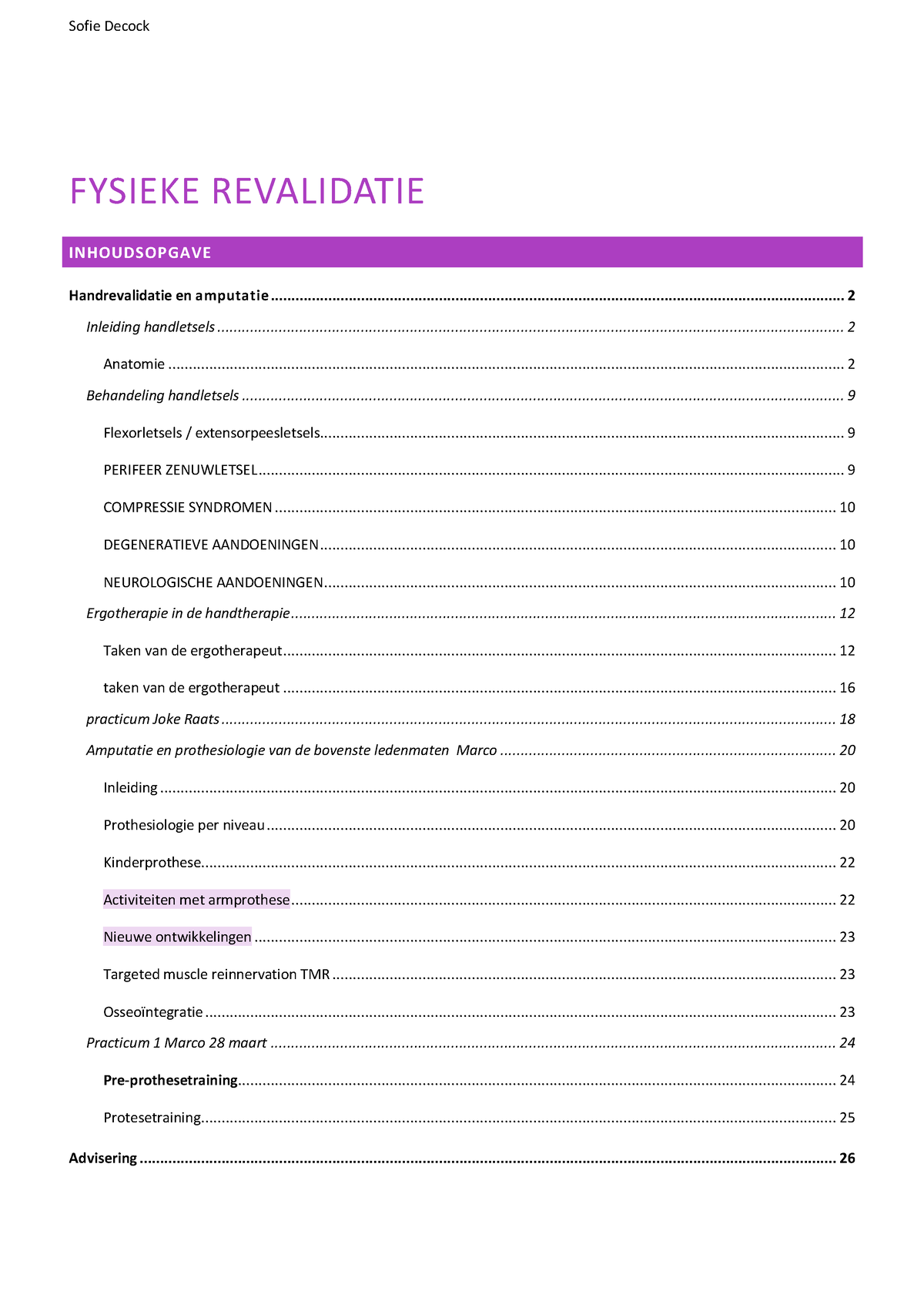 Samenvatting Fysieke Revalidatie 2 - Sofie Decock FYSIEKE REVALIDATIE ...