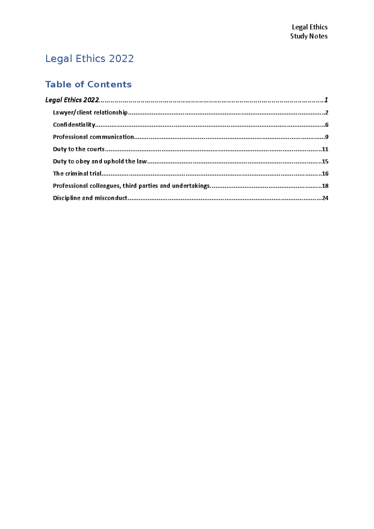 Legal Ethics Study Notes - Study Notes Legal Ethics - Studocu