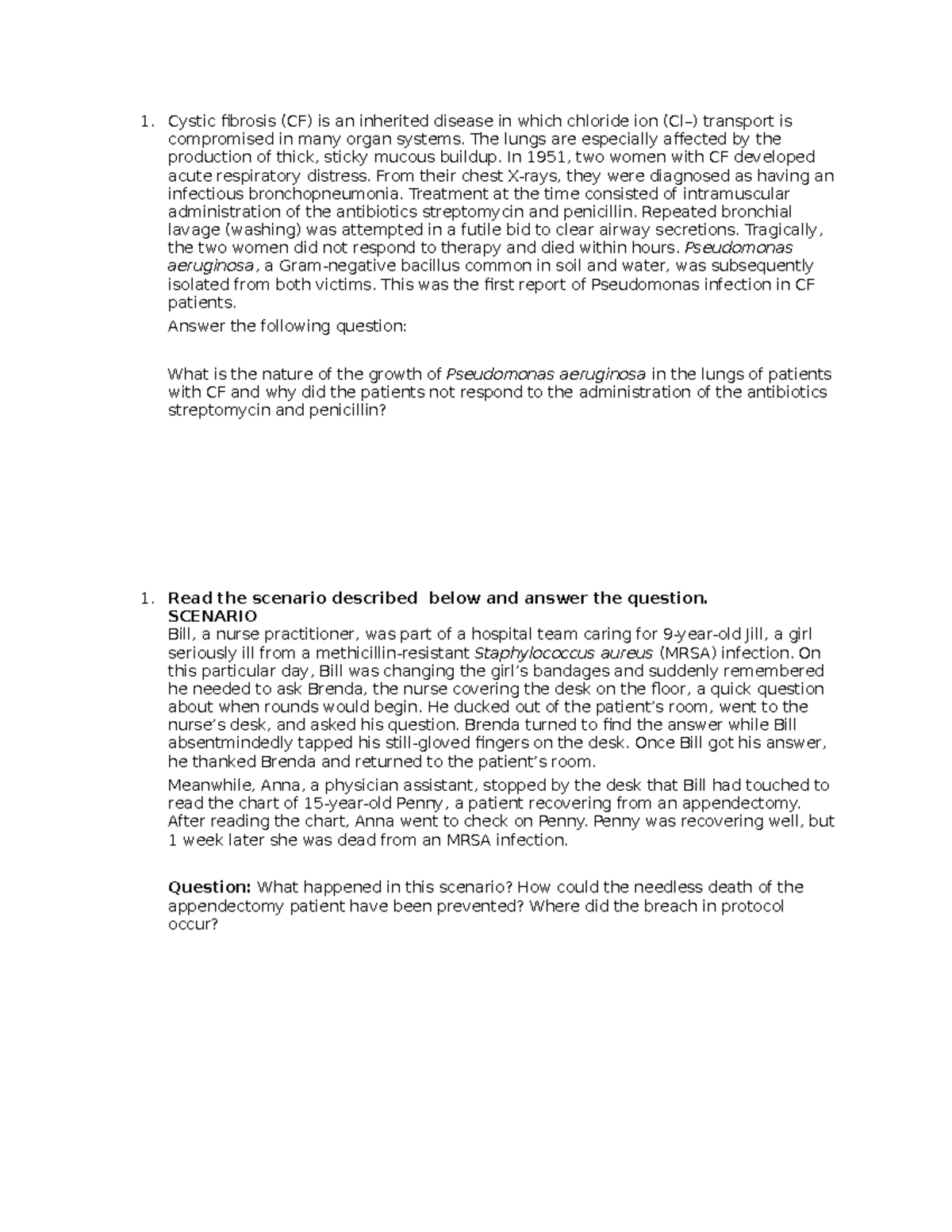 case study cystic fibrosis and protein synthesis answer key