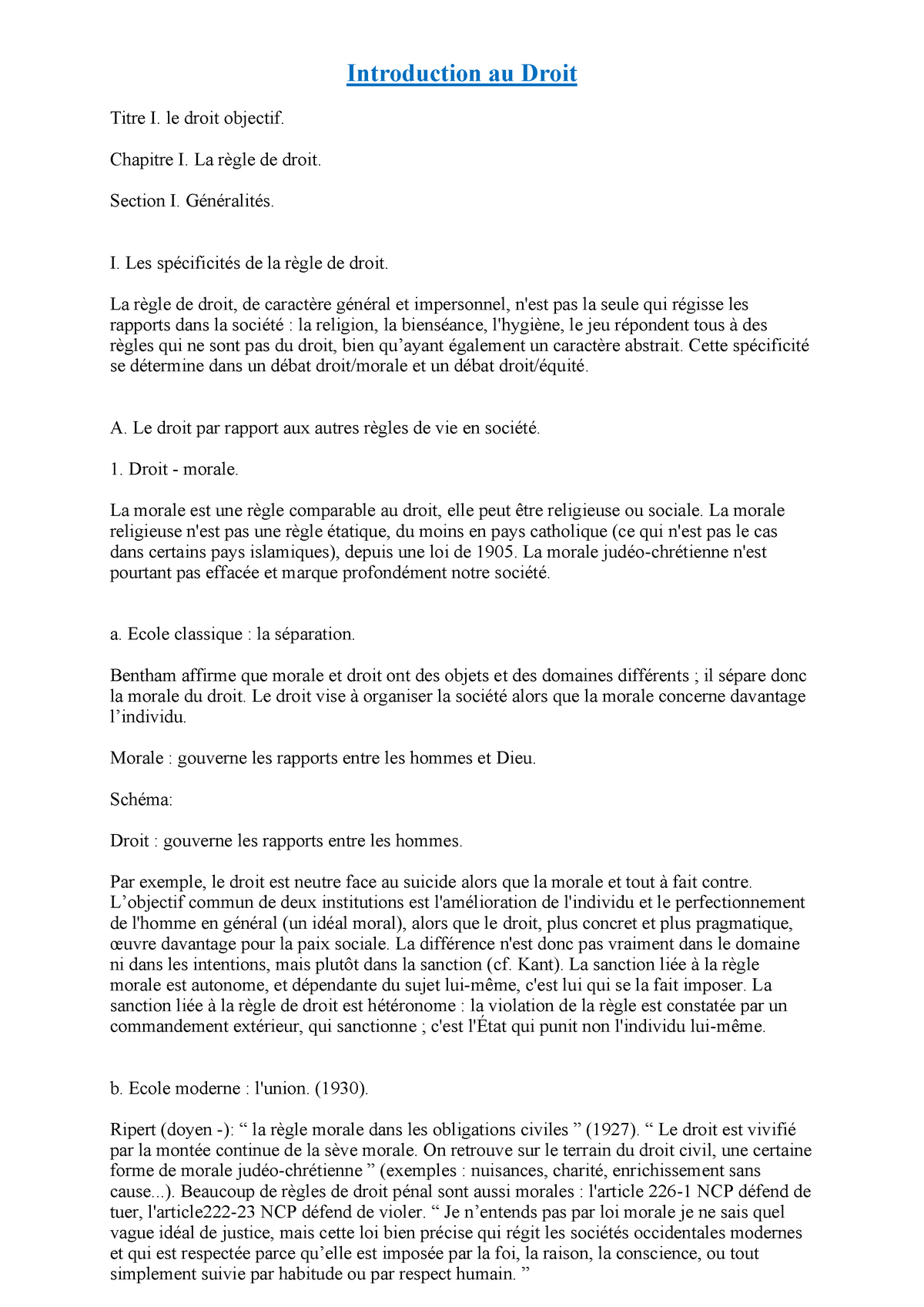 Intro Au Droit - Introduction Au Droit Titre I. Le Droit Objectif ...