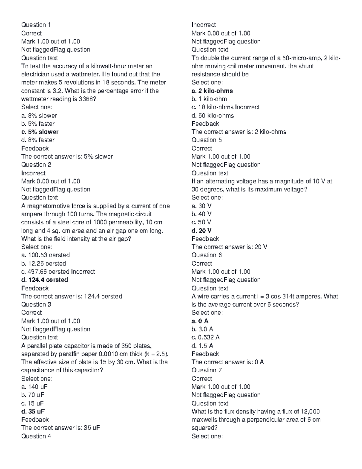 Toaz - Answer - Question 1 Correct Mark 1 out of 1. Not flaggedFlag ...