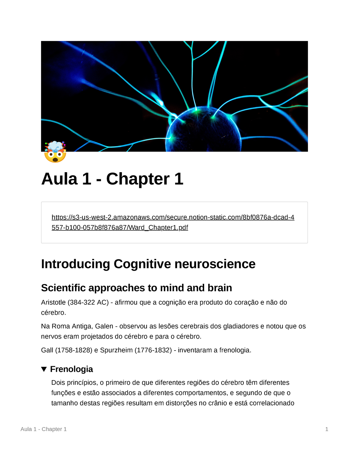 Aula 1 - Chapter 1 - Introducing Cognitive Neuroscience - _ Aula 1 ...