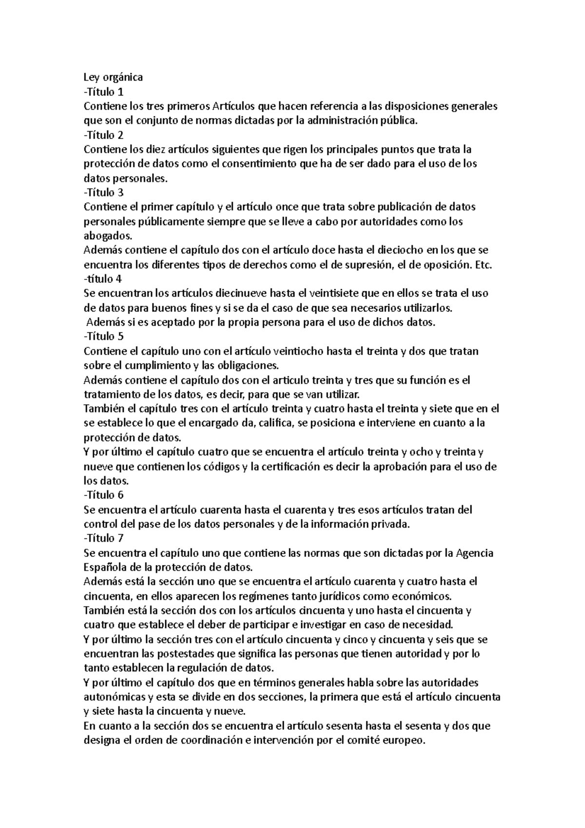 Ley orgánica - apuntes tomados en clase y desarrollados con el manual ...