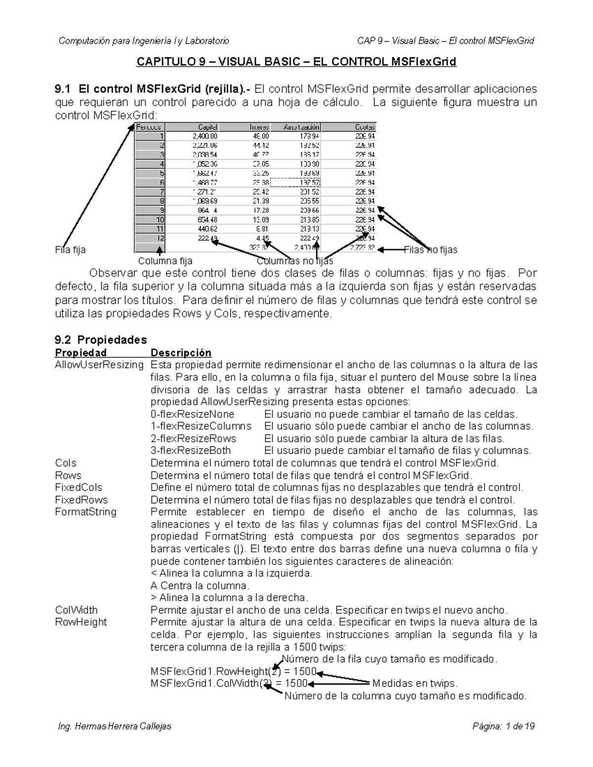 Capítulo 9 VS Basic - El Control MSFlex Grid - CAPITULO 9 – VISUAL ...