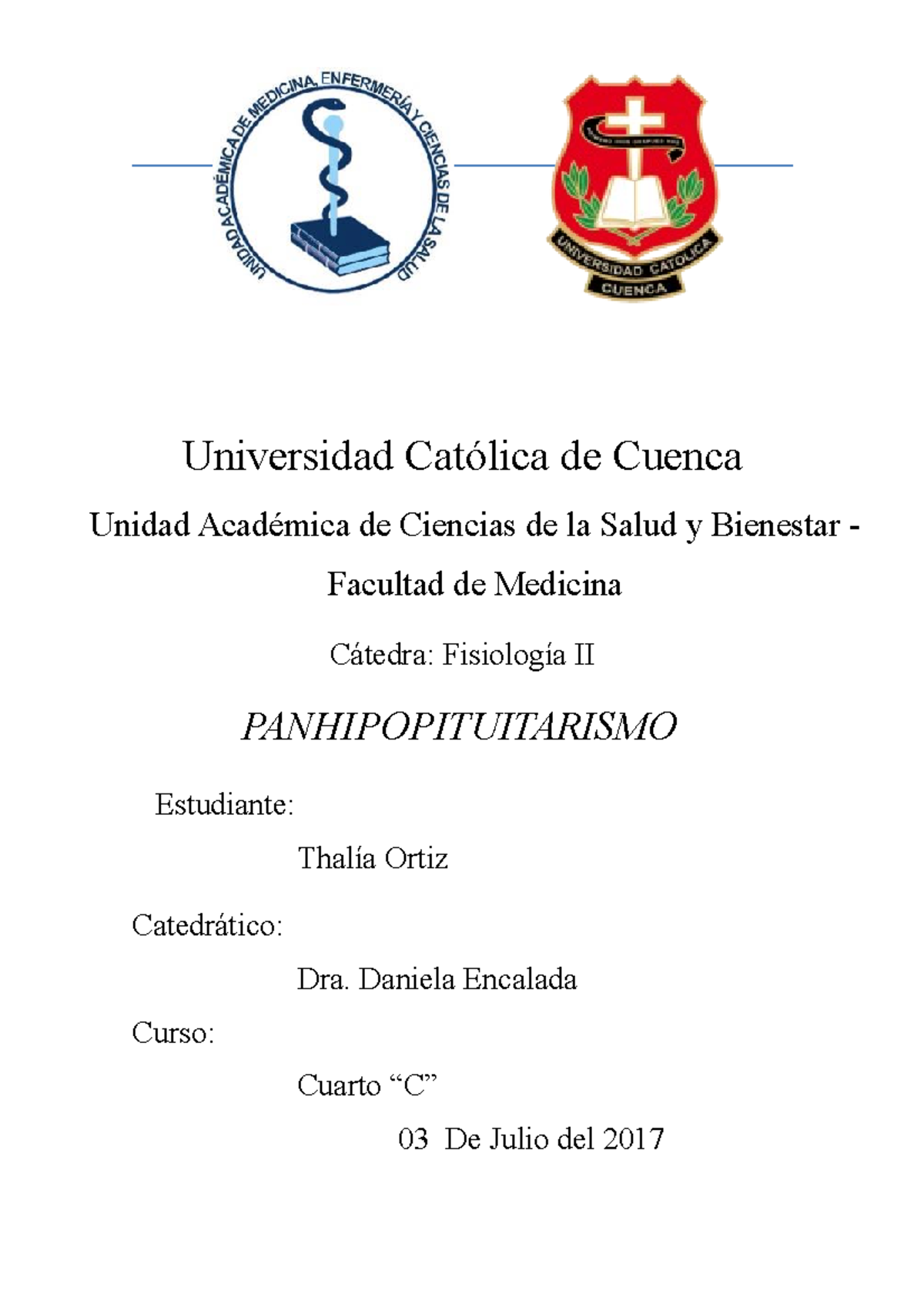 Panhipopituitarismo Studocu