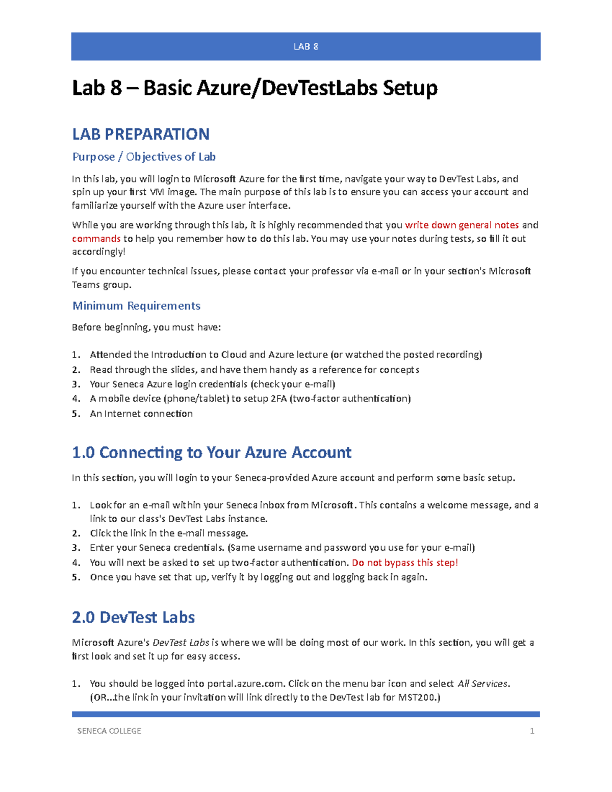 Lab 8 - Basic Azure - MST200 document - Lab 8 – Basic Azure/DevTestLabs ...
