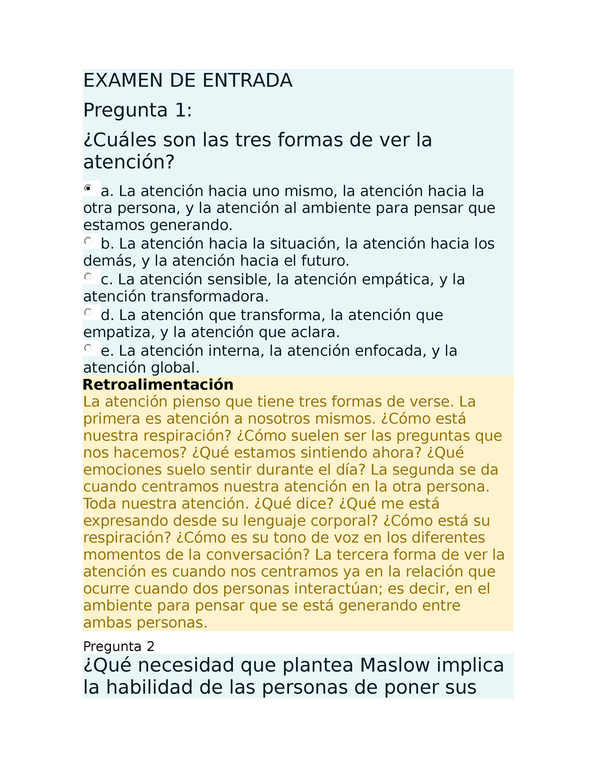 Examen Innovacion Y Liderazgo 123 - EXAMEN DE ENTRADA Pregunta 1 ...