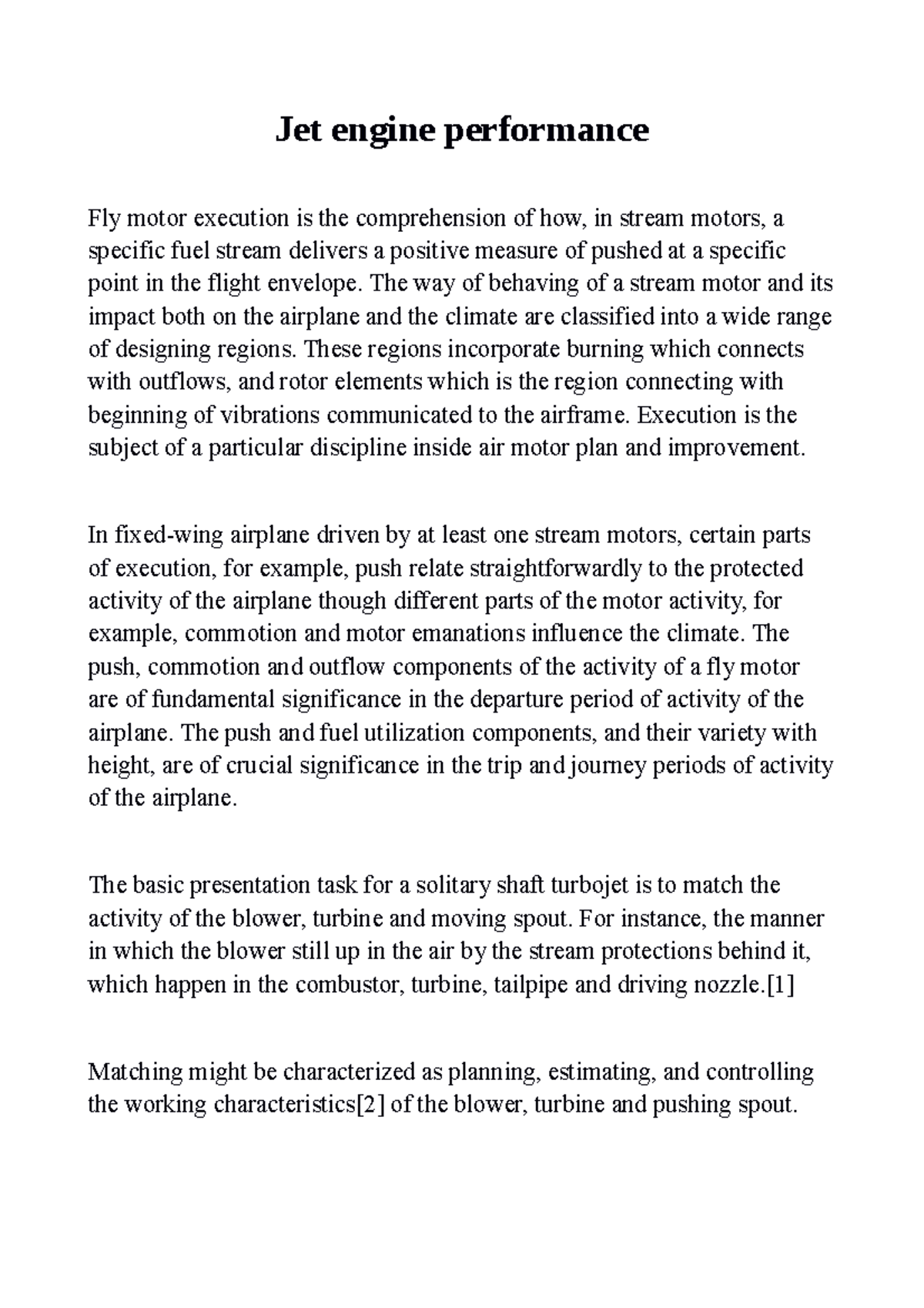 Jet engine performance - The way of behaving of a stream motor and its ...