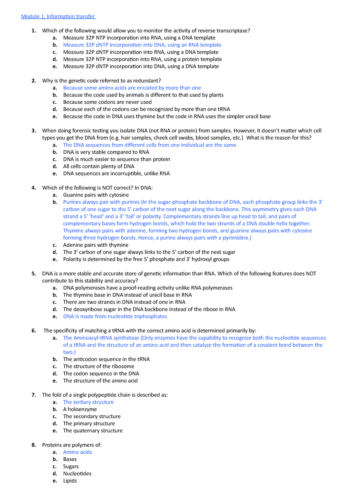 Sample/practice questions multiple choice - Module 1: Information ...