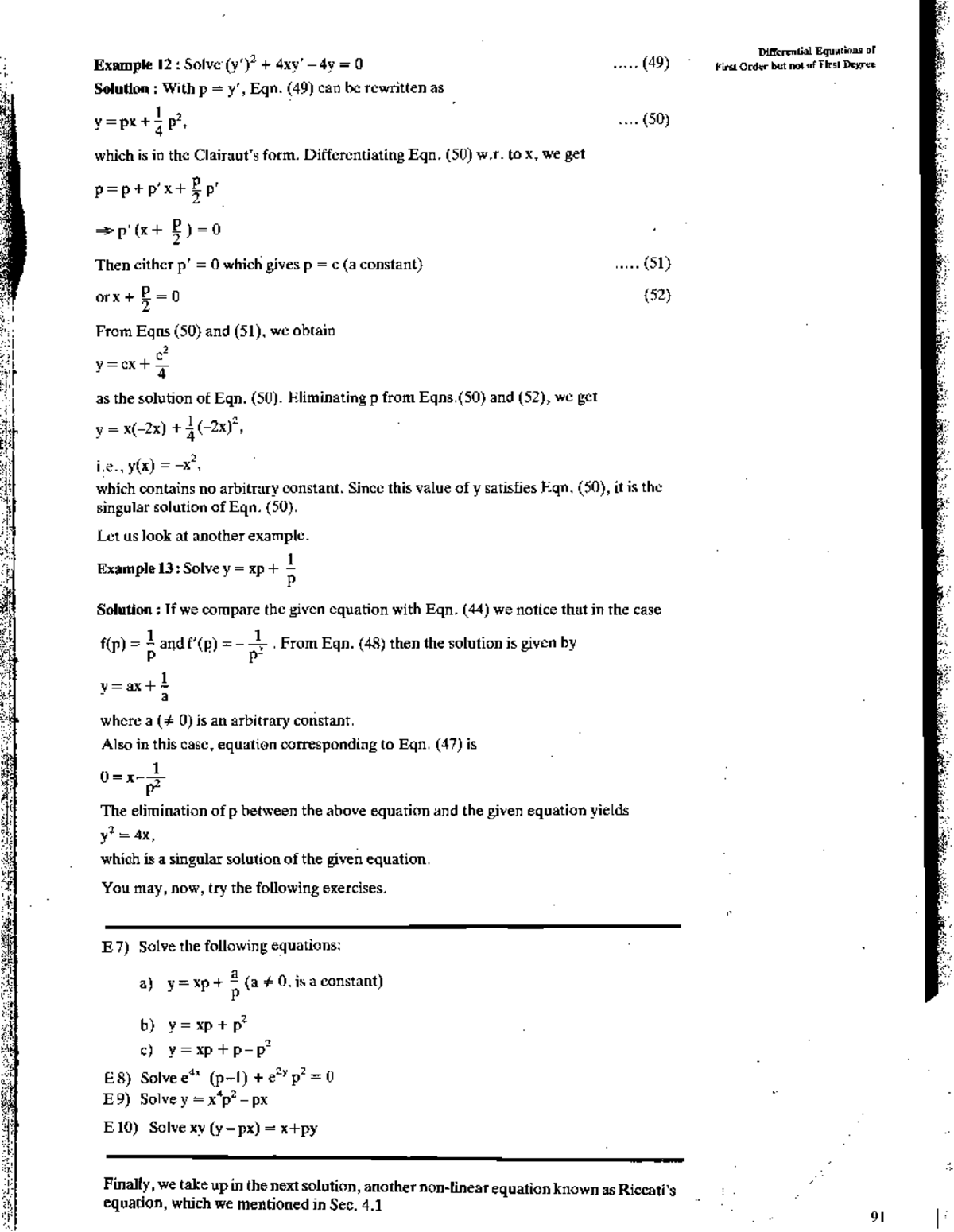 Differential Eqns II - Bsc Mathematics - Example 12 :Solve (y')2 + 4xy ...