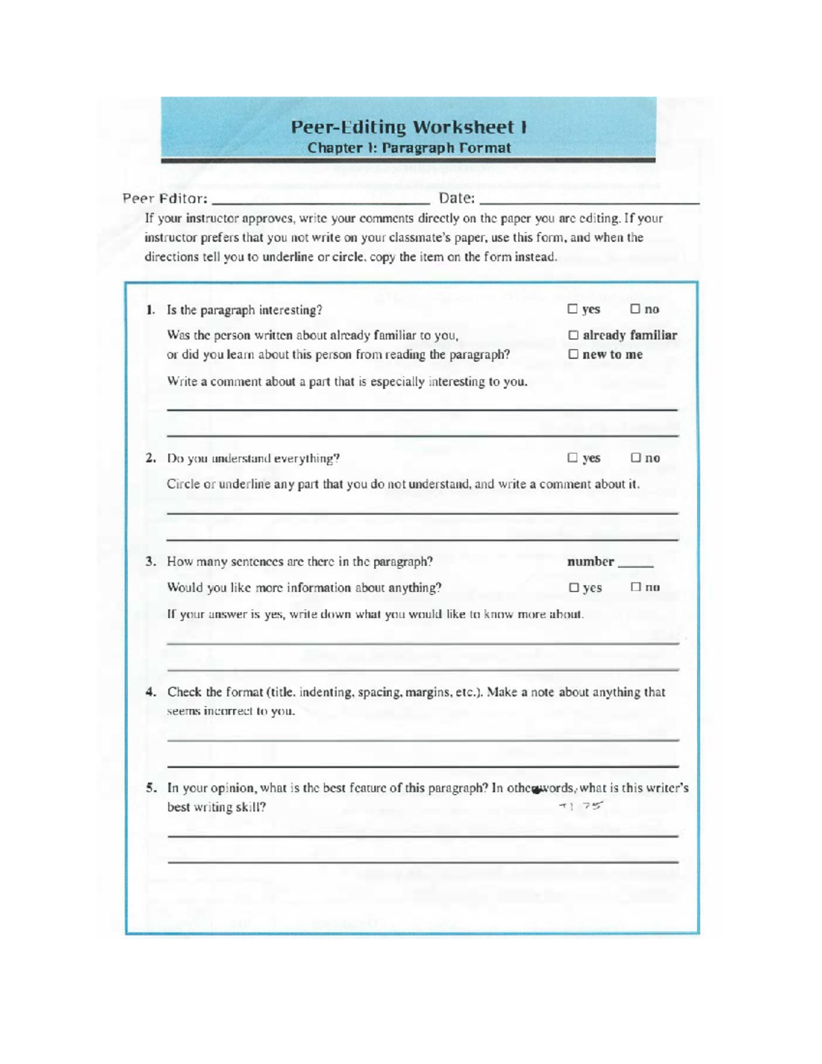 Peer Review Checklist Academic English Reading and Writing Studocu