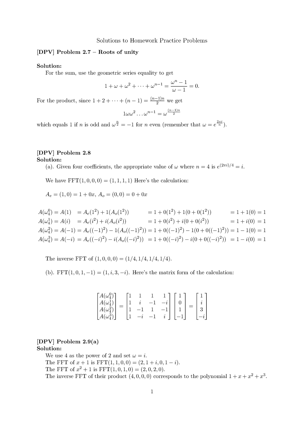 HW3 practice solutions - Solutions to Homework Practice Problems [DPV ...