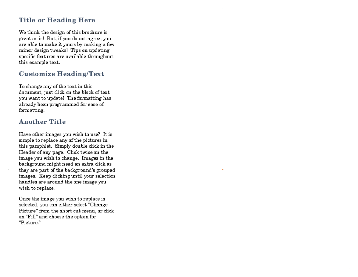 TEMPLATES OF EDUCATION BROCHURE - Title or Heading Here We think the ...
