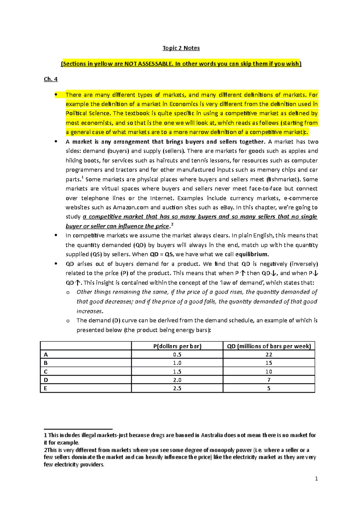 Topic 2 Notes - Topic 2 Notes (Sections in yellow are NOT ASSESSABLE ...