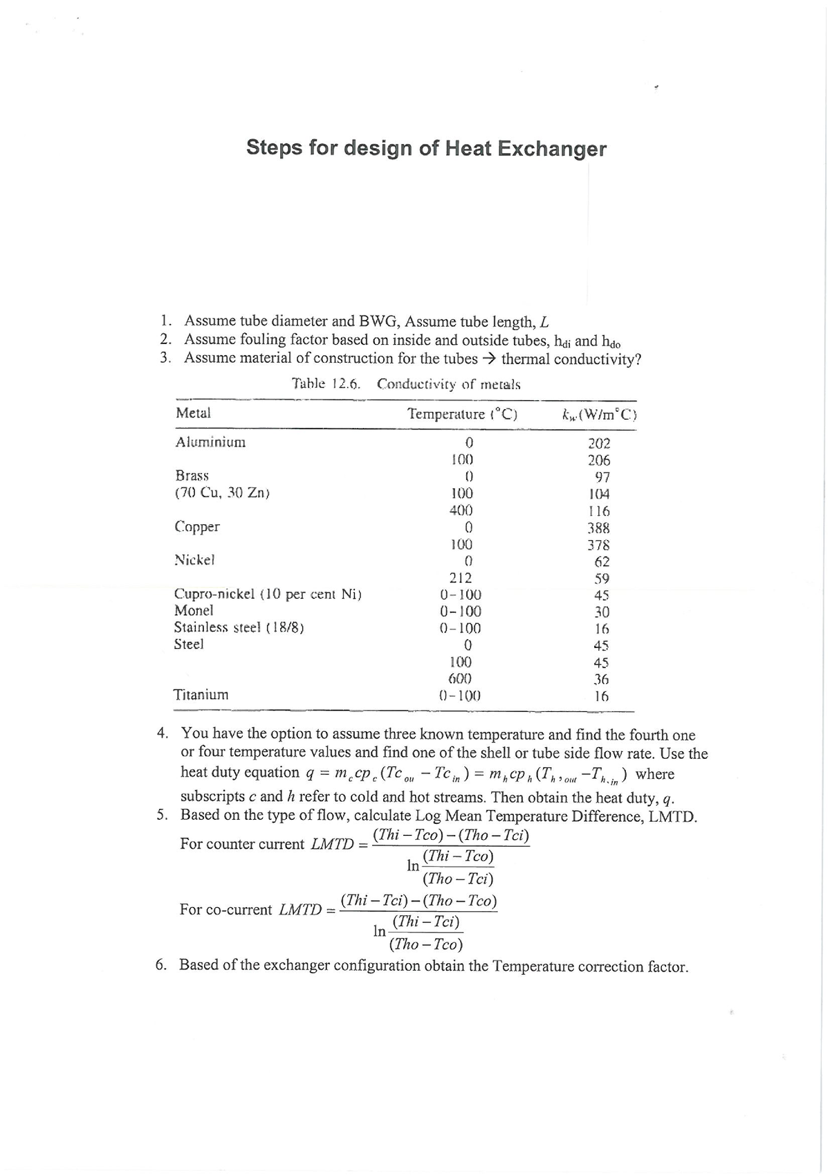 Steps To Design Heat Exchanger-Task 2 - Applied Thermodynamics - Studocu