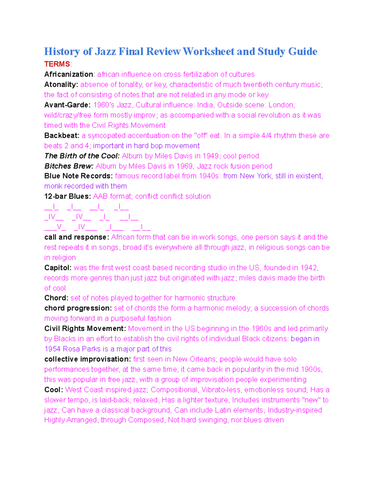 History of Jazz Final Review Worksheet and Study Guide - In a simple 4/4 rhythm these are beats 2 - Studocu History of Jazz Final Review Worksheet and Study Guide - In a simple 4/4 rhythm these are beats 2 - Studocu
