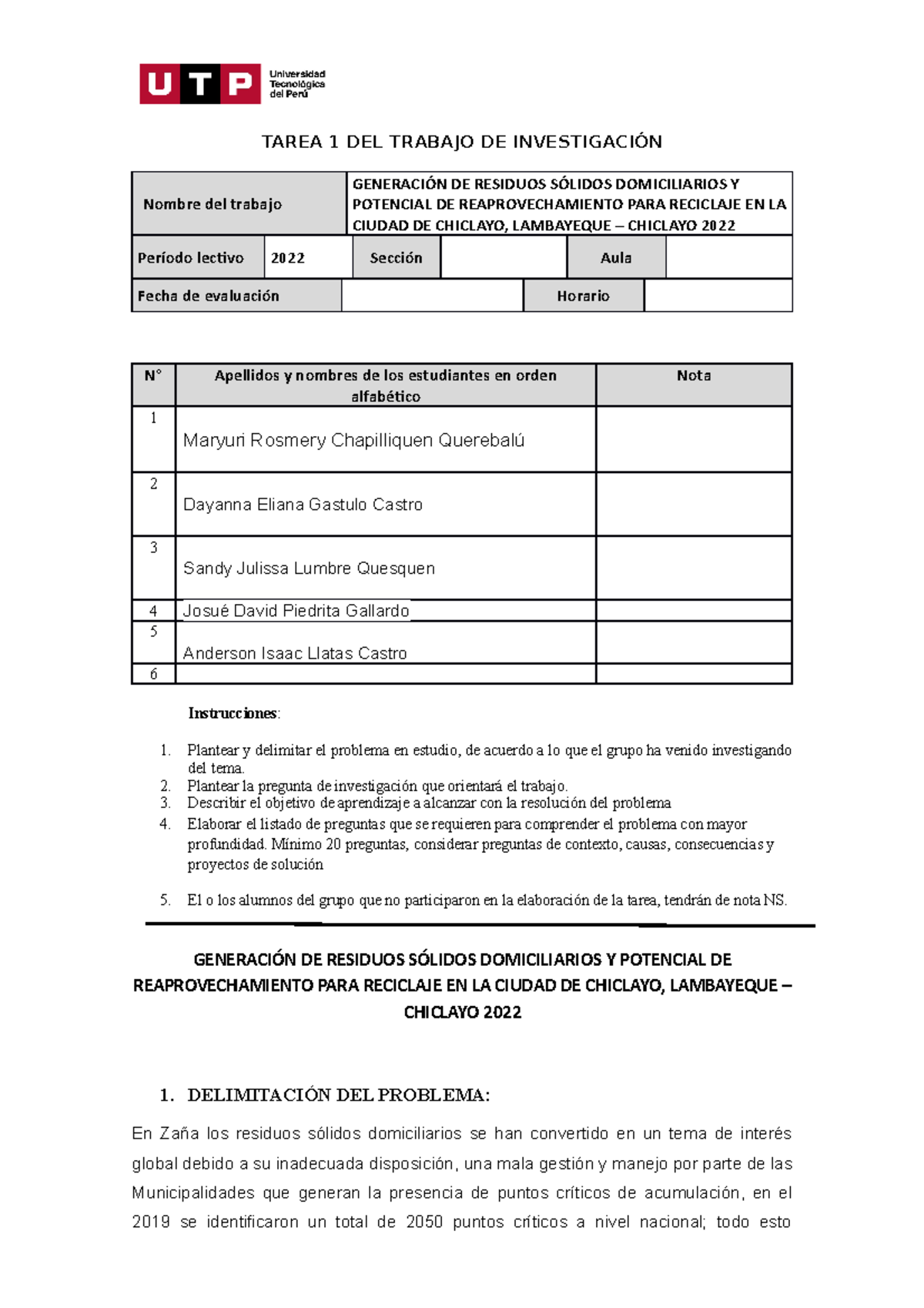 Semana 5 - Tarea 1 - Plantilla - Delimitación del tema de investigación ...