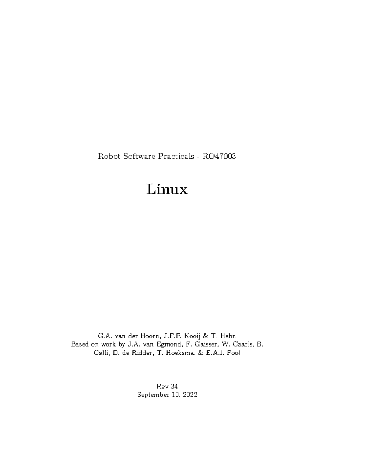 Ro47003 Lab1 Manual Linux 20220910 Rev34 - Robot Software Practicals ...