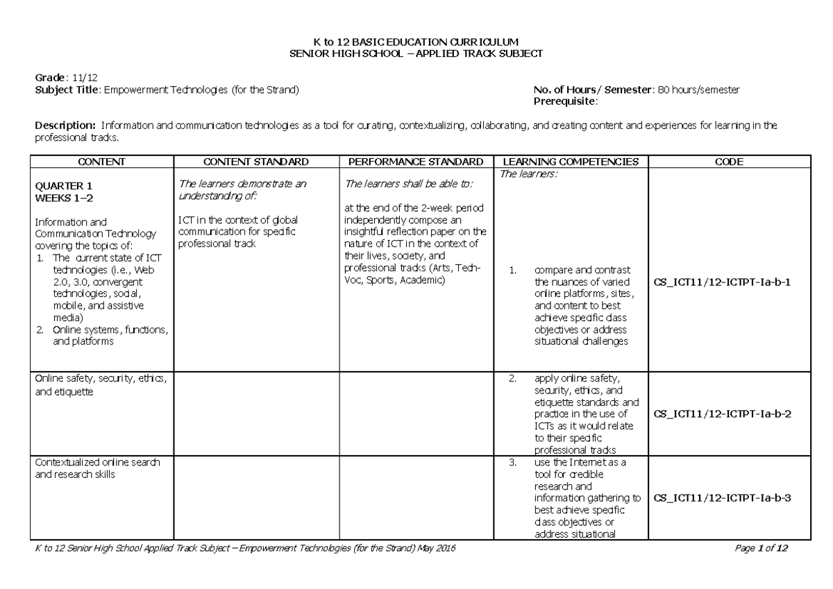 SHS-Applied Empowerment-Technologies-for-the-Strand - SENIOR HIGH ...