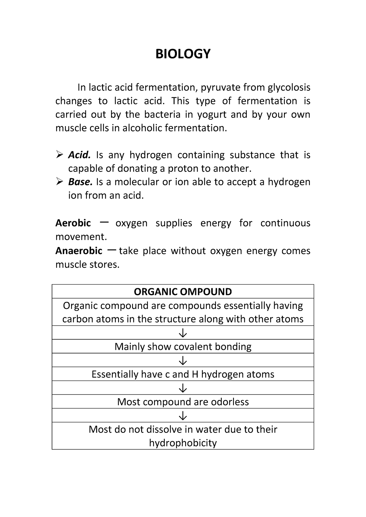 Biology - BIOLOGY In lactic acid fermentation, pyruvate from glycolosis ...