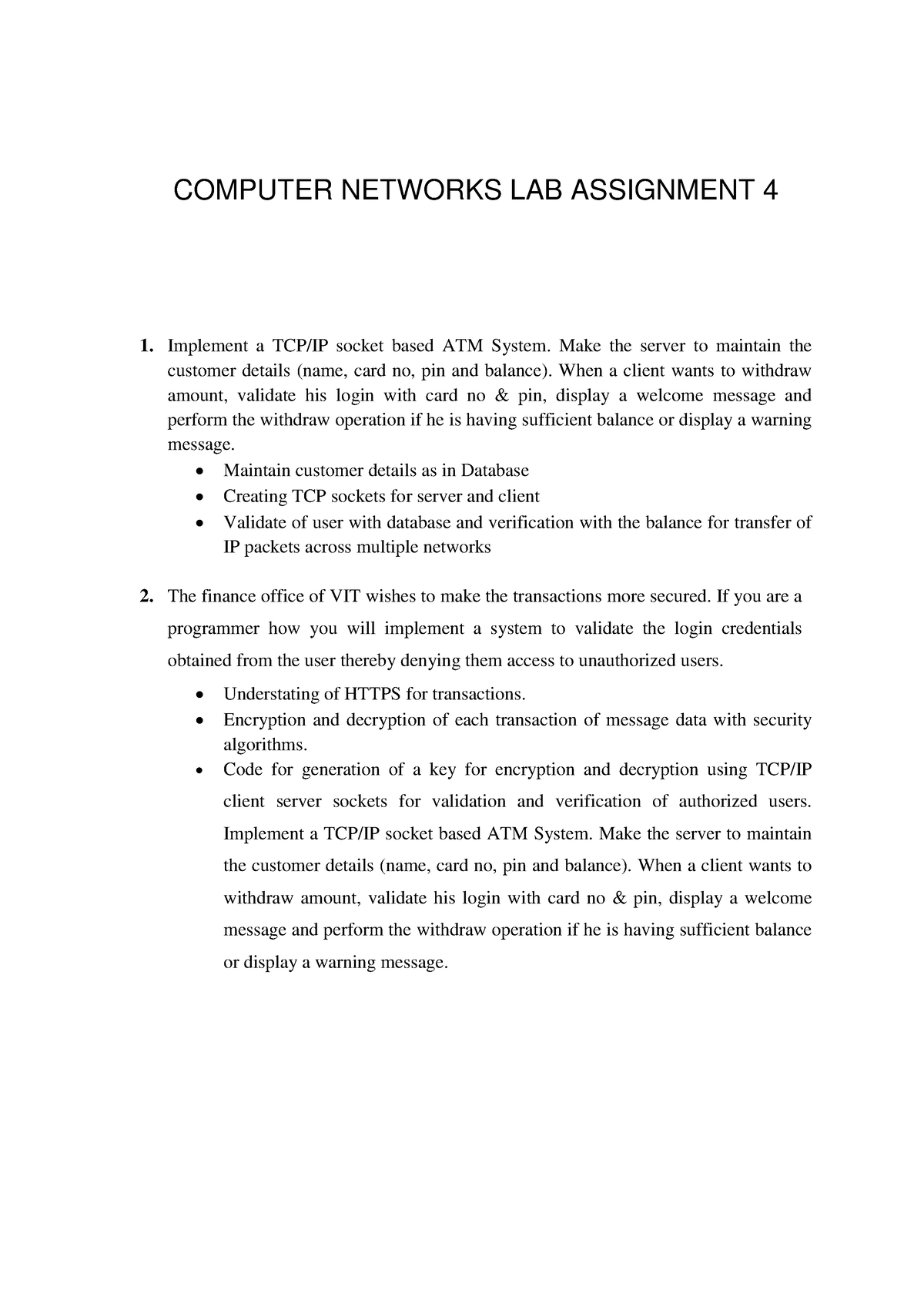 computer network lab assignments