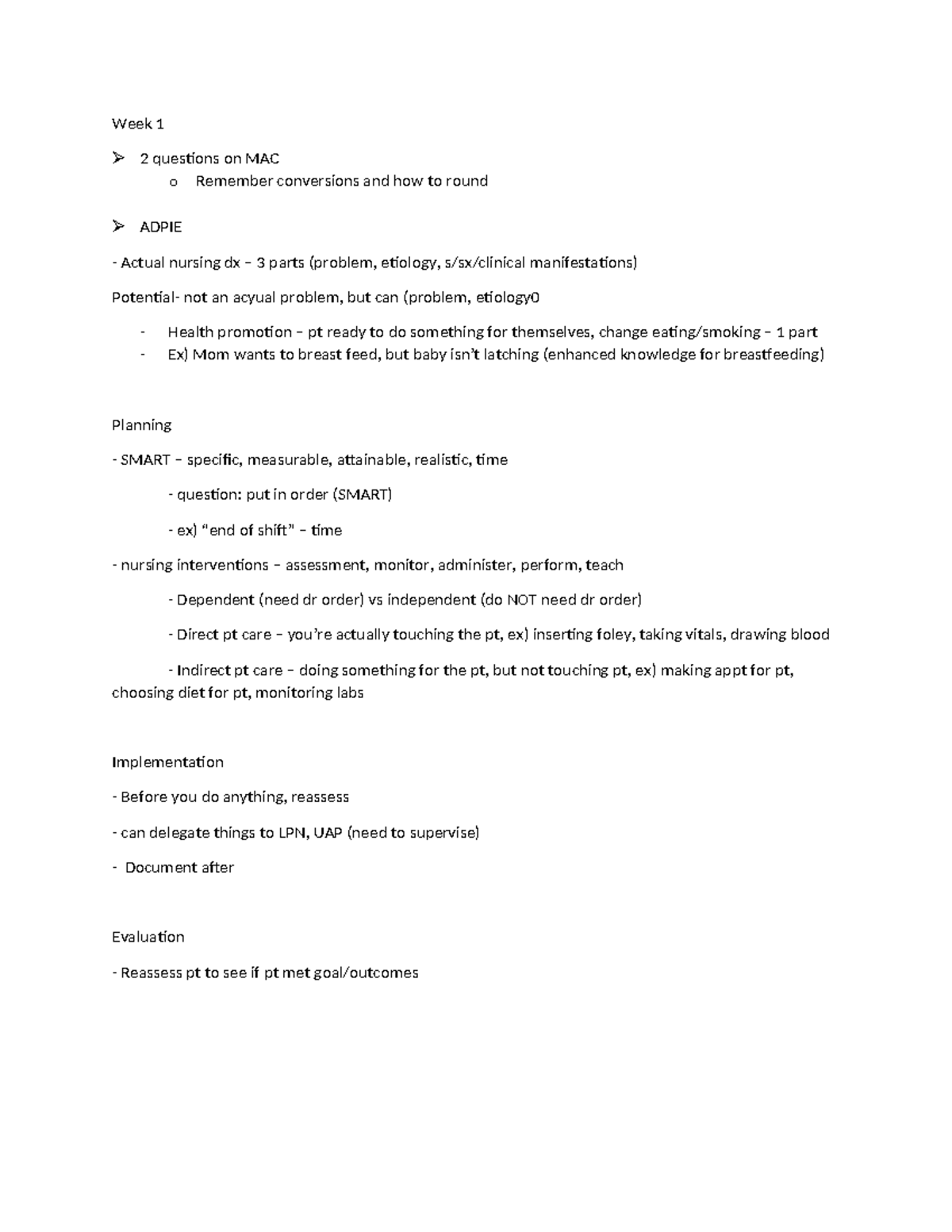 Exam 1 Workshop - Exam 1 review notes - Week 1 2 questions on MAC o ...