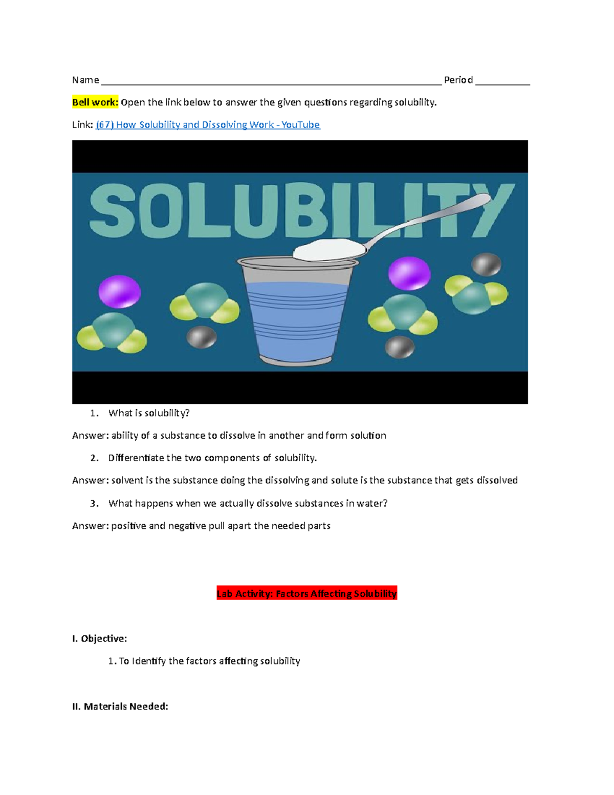 Lab Solubility factors RCS Name