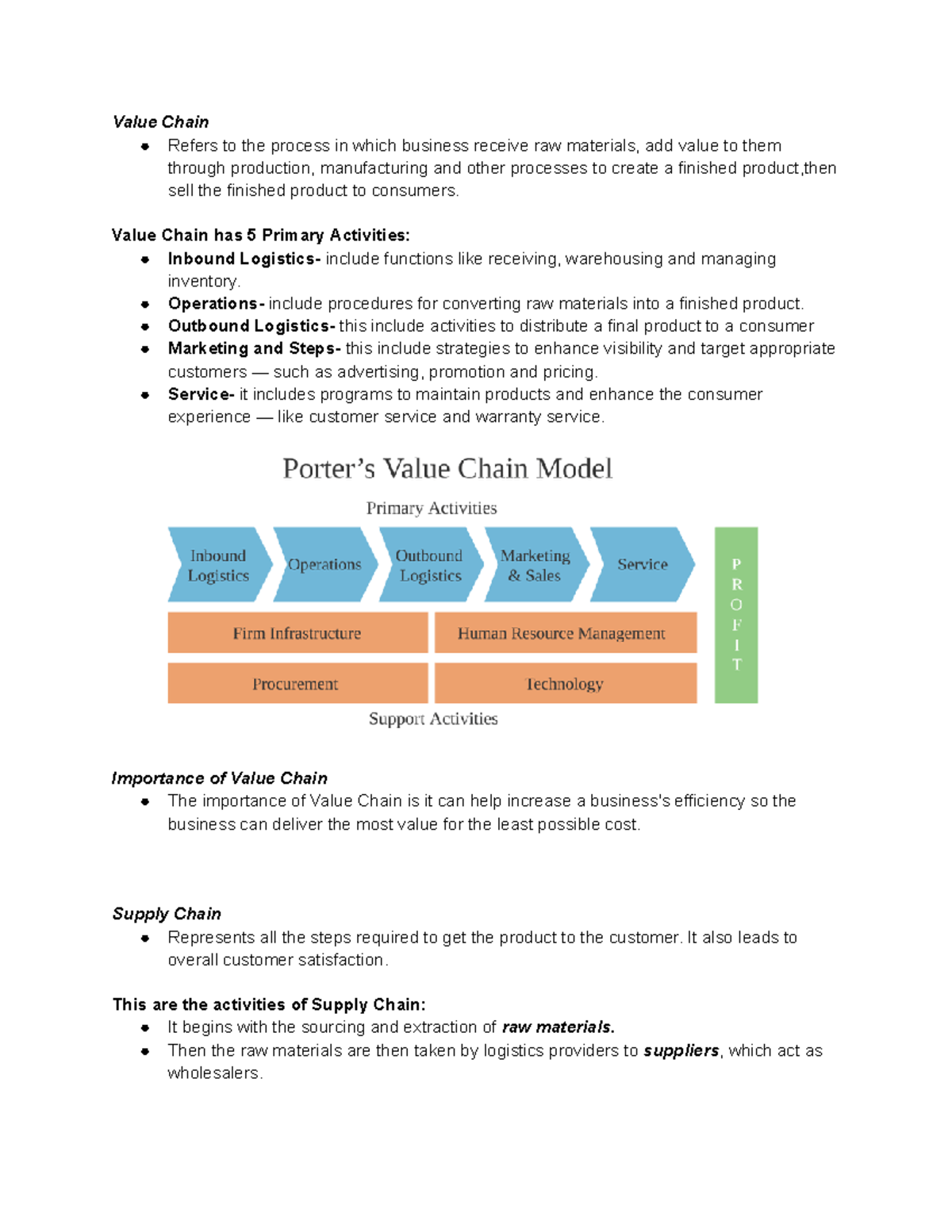 Value Supply chain - Value Chain Refers to the process in which ...