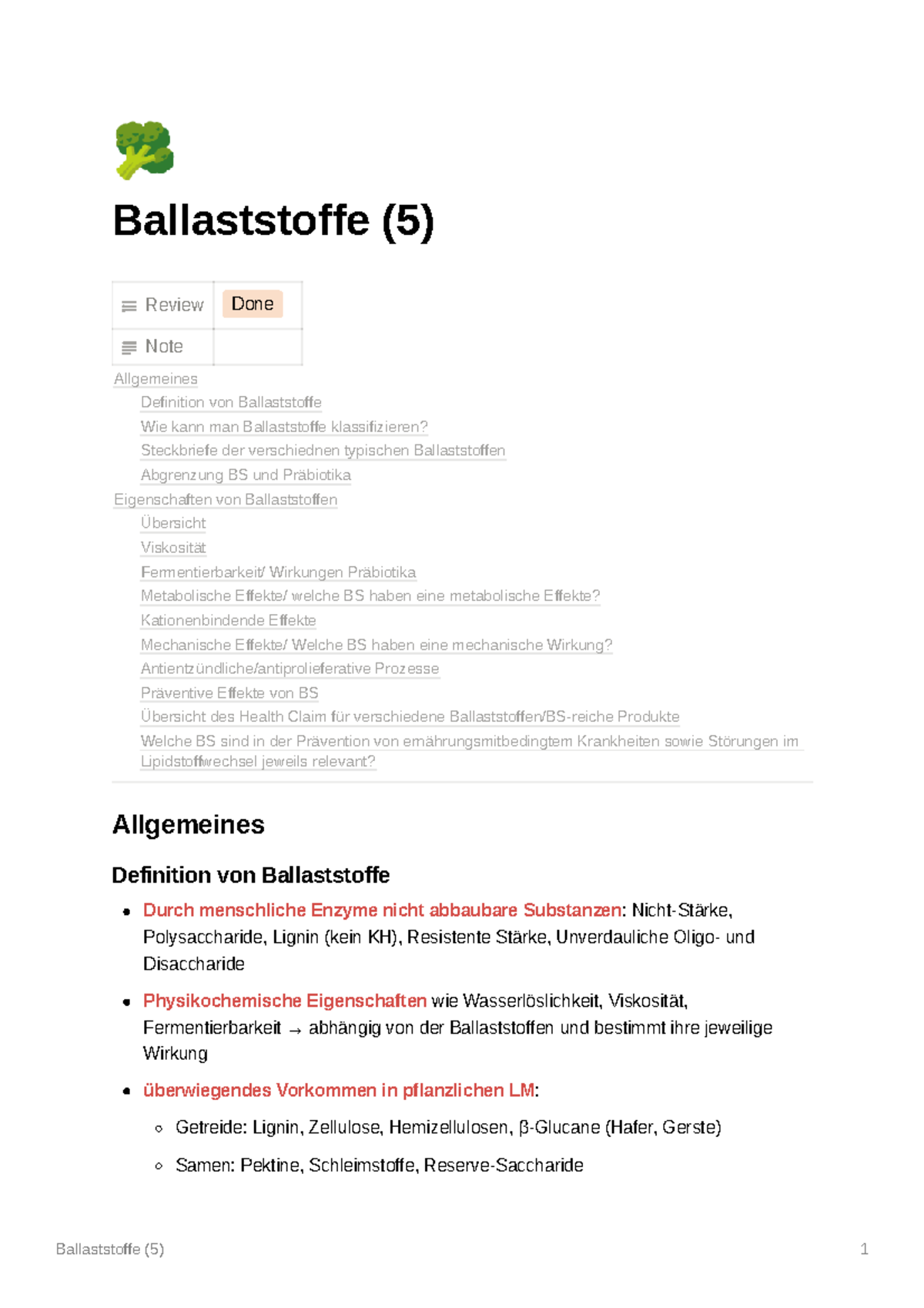 gesundheitsliche Effekt der verschiedenen Ballaststoffe Ballaststoffe