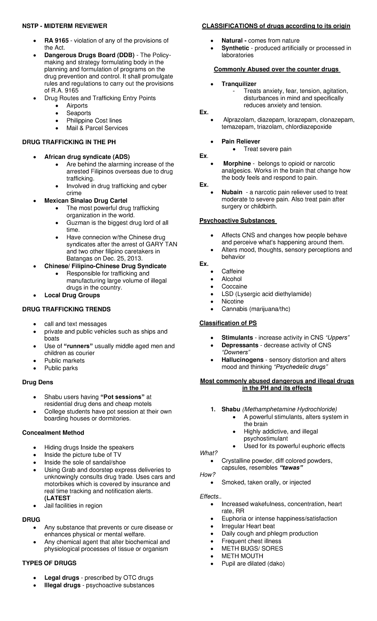 NSTP- Midterm- Reviewer - NSTP - MIDTERM REVIEWER RA 9165 - Violation ...