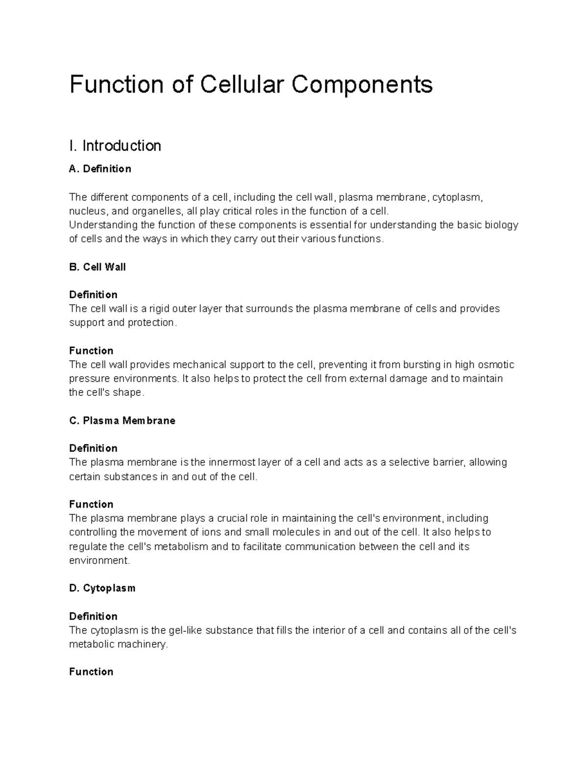 Microbiology (BIO-2010 ) Lecture 8 - Function of Cellular Components ...