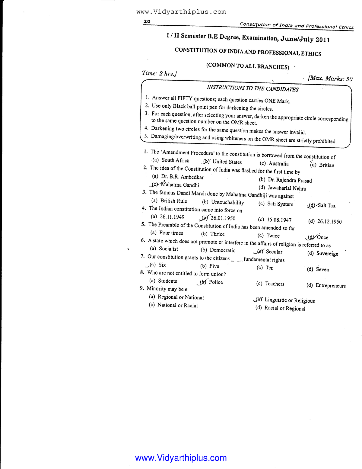 3 - Model set with solution - fessionat Ethtcs I / u semester B Degree ...