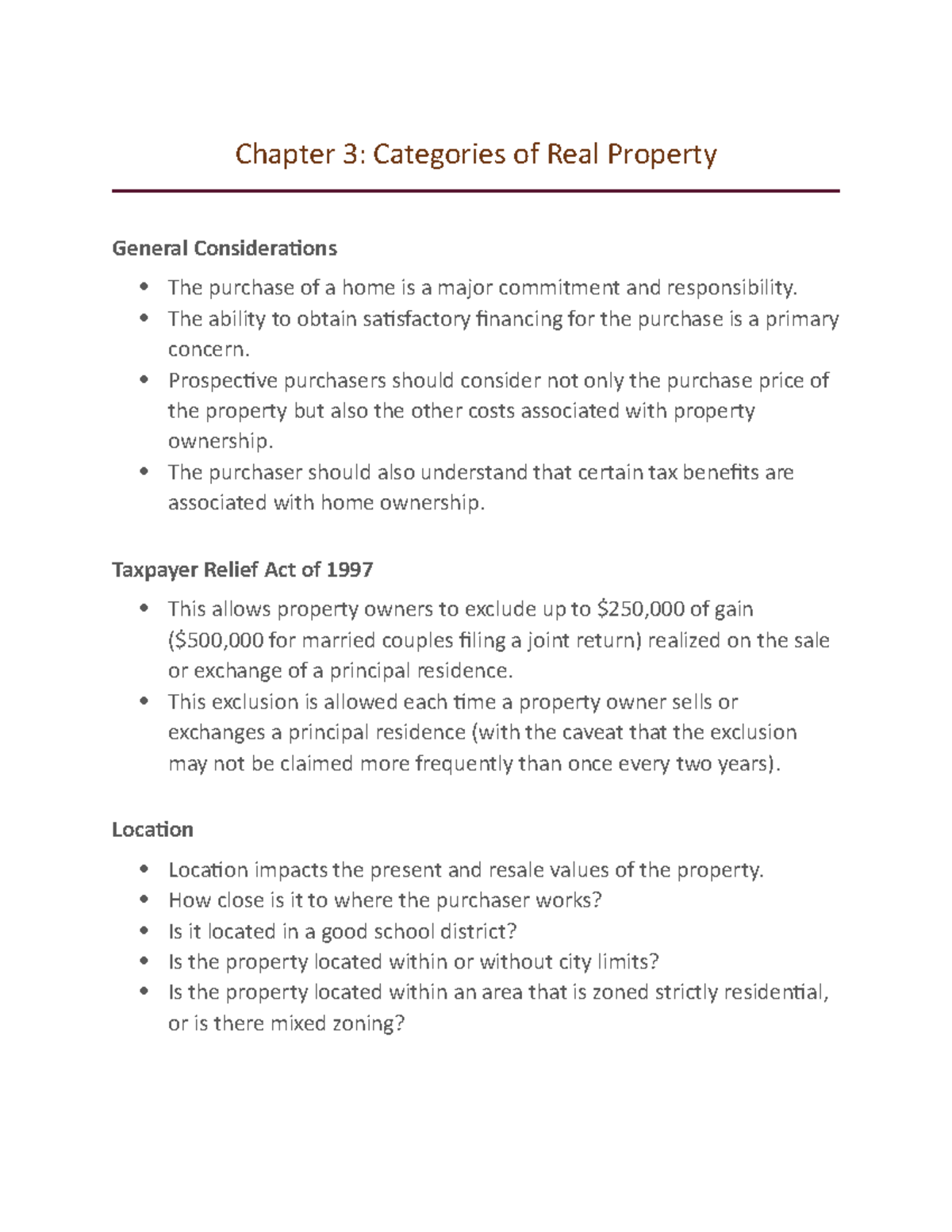 Chapter 3 Categories of Real Property Chapter 3 Categories of Real Property General Studocu