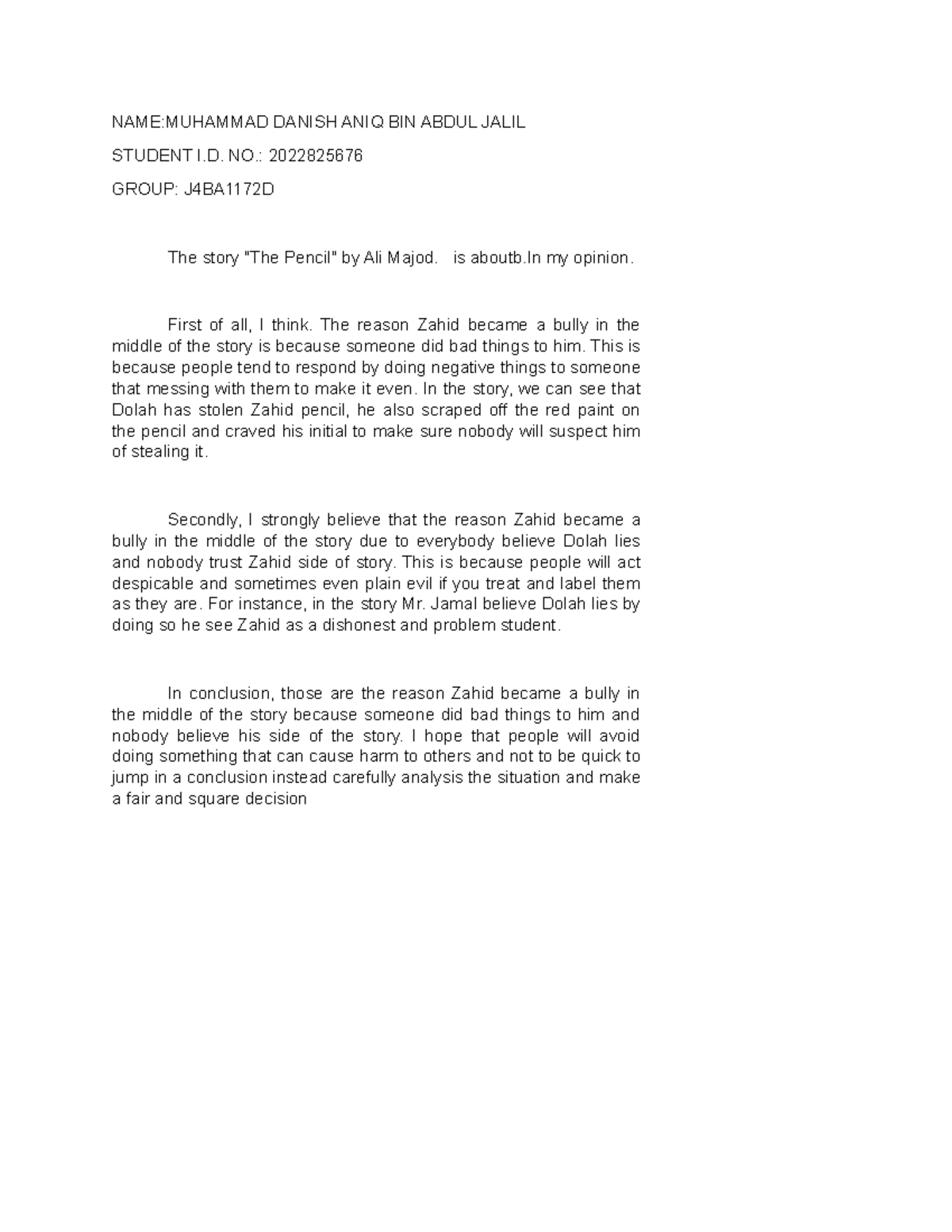 PRL Template 20232 - elc essay - NAME:MUHAMMAD DANISH ANIQ BIN ABDUL ...