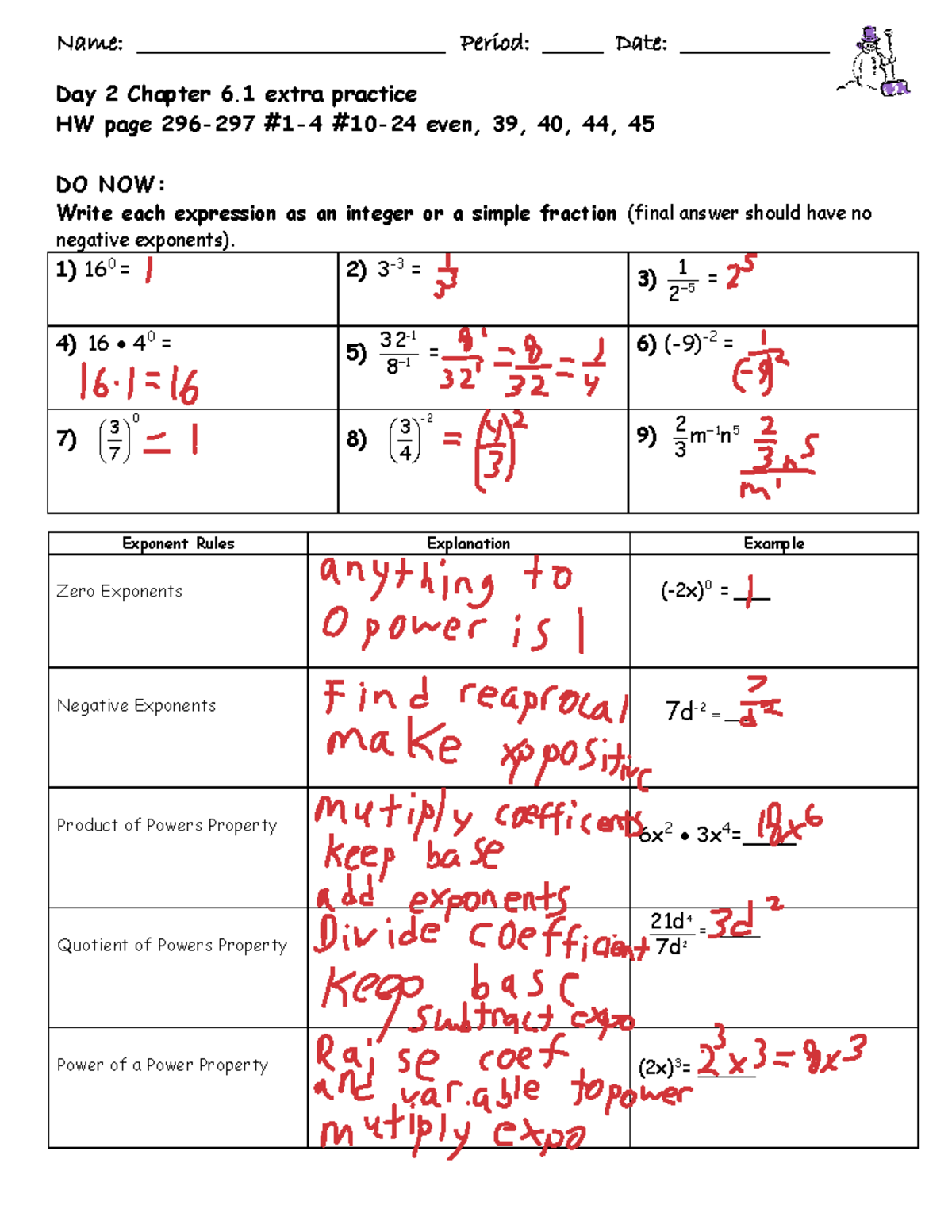Day 2 - Extra practice sec 6 - Name ...