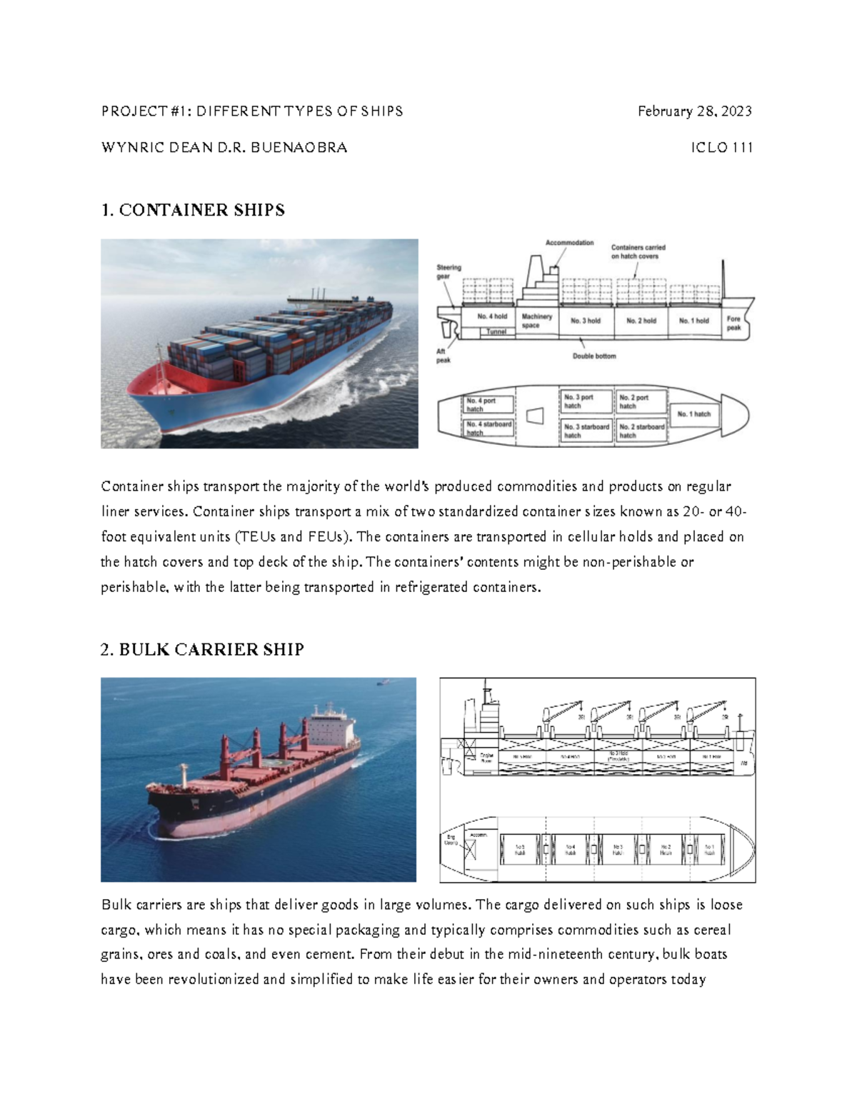 ICLO111 Buenaobra Different Types OF Ships - PROJECT #1: DIFFERENT ...