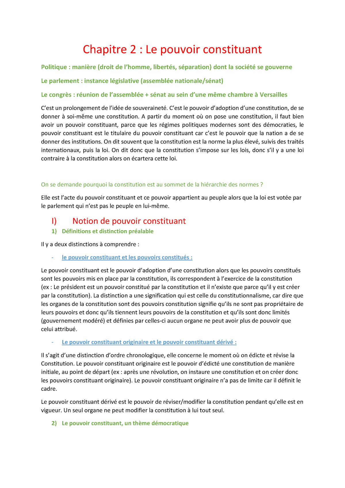 dissertation juridique le pouvoir constituant originaire