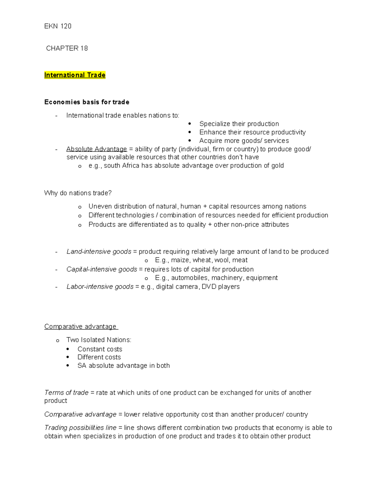 EKN Chapter 18 notes - Summary Economics - EKN 120 CHAPTER 18 ...